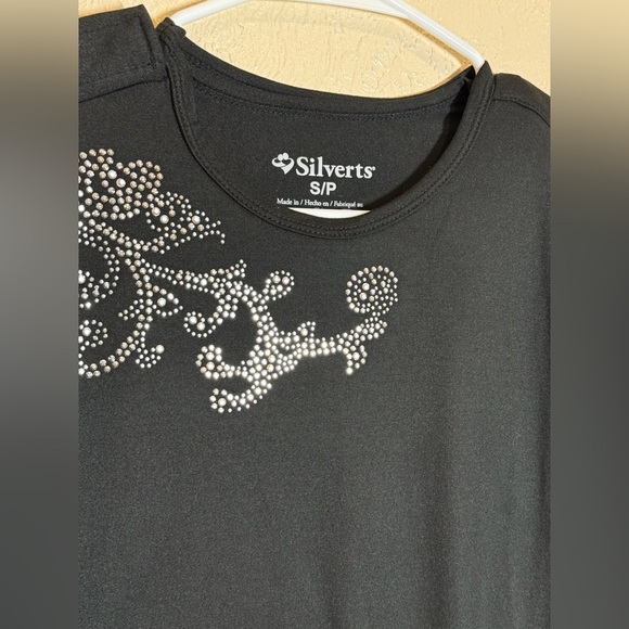Silverts Black Embellished Long Sleeve Womens Top Assisted Dressing Small NWT - Picture 10 of 16